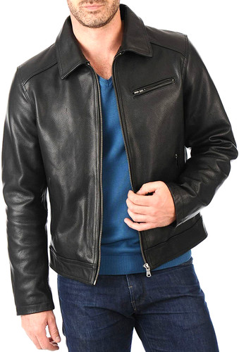 Giacca pelle nera - , uomo